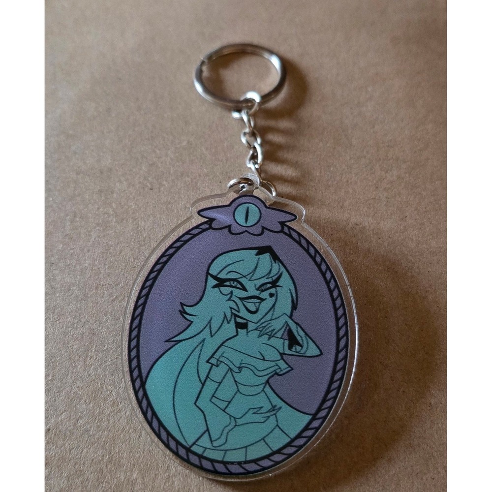 Verosika Mayday Human Form Portrait Keychain Green Gray Helluva Boss